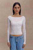 Paedyn Merino Wool Ribbed Long Sleeve Top Ivory