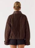 Myles Herringbone Bomber Jacket Chocolate Herringbone