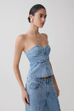 Tommy Strapless Denim Top With Buckle Classic Blue