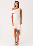 Rylee One Shoulder Midi Dress White