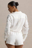 Coconut Ecru Button Up Shirt With Lace Detail