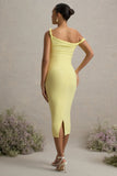 Salome Lemon Twisted Asymmetric Maternity Midi Dress