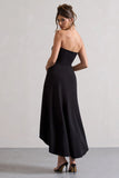 Ariela Black Bandeau High Low Midi Dress
