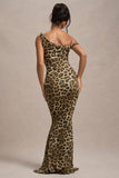 Lita Leopard Print Twisted Asymmetric Maxi Dress