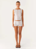 Suns Out Low Rise Mini Shorts Blue Stripe