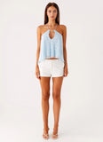 Delong Low Rise Linen Shorts White