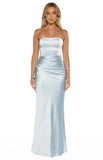 Wren Blue Satin Strapless Maxi Dress