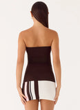 Straight Lines Knit Mini Dress Chocolate