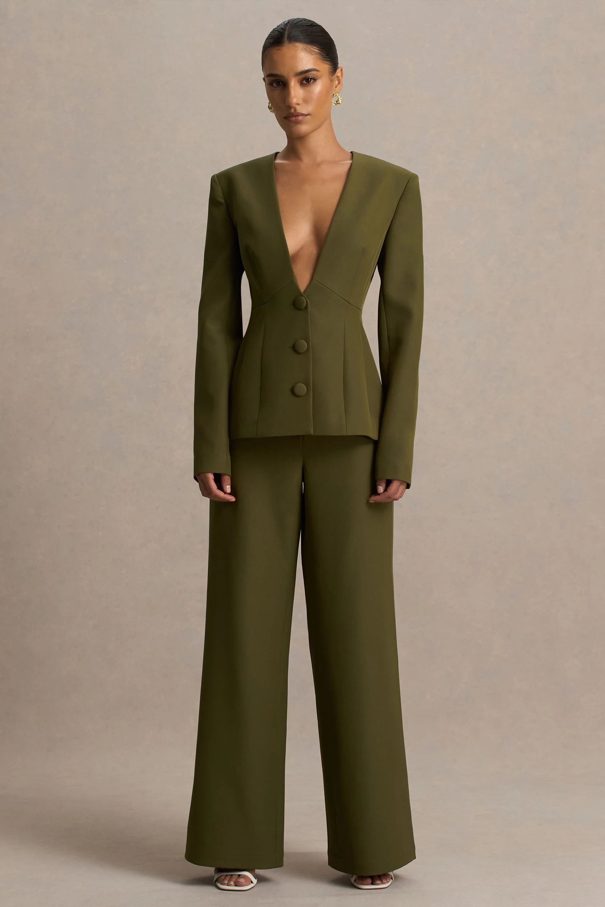 Silvia Olive Straight Leg Trousers