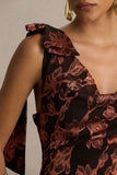 Mar Black And Rust Cowl Neck Maxi Dress With Bow Detail