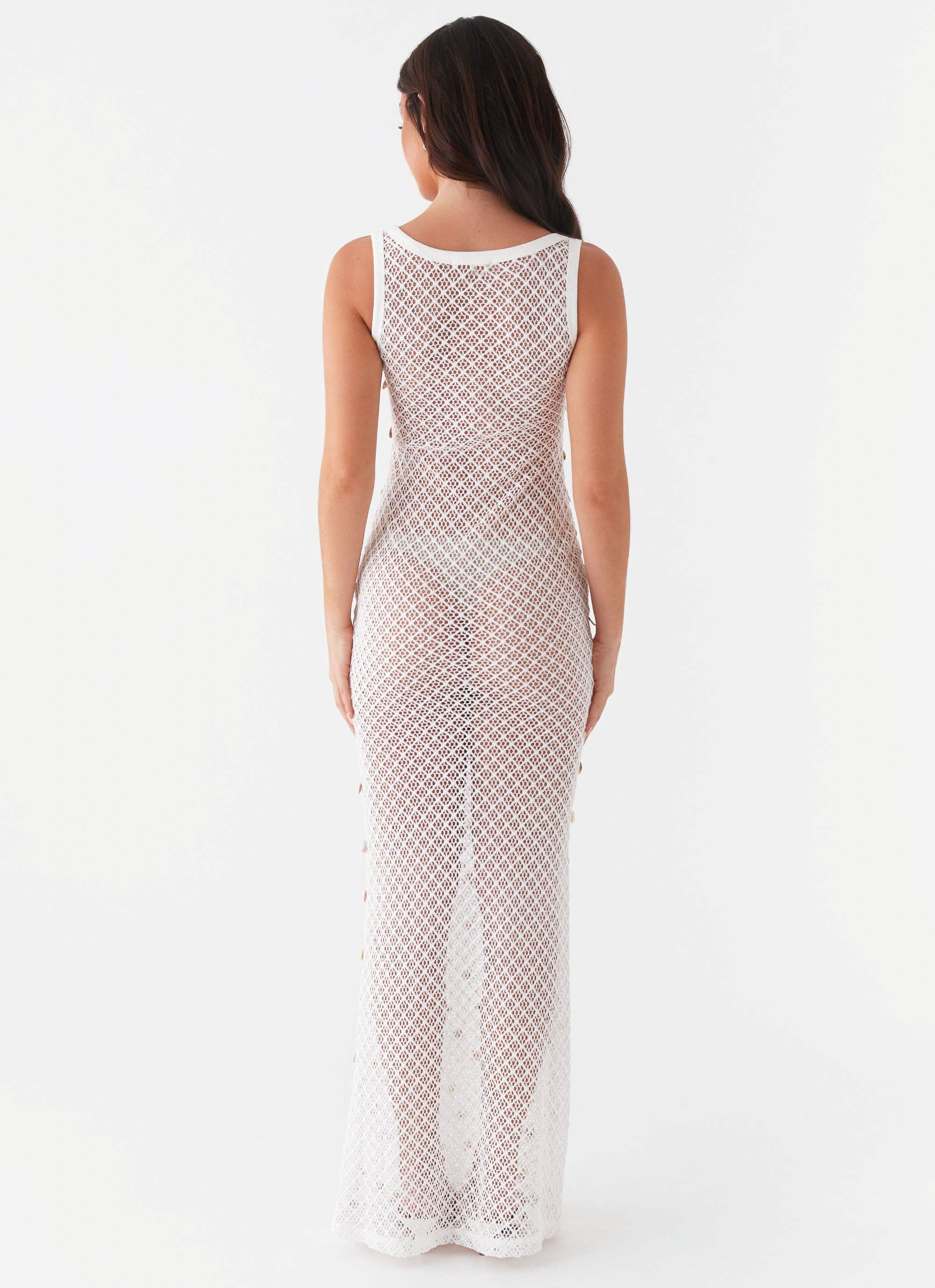 Penida Shell Knit Maxi Dress White
