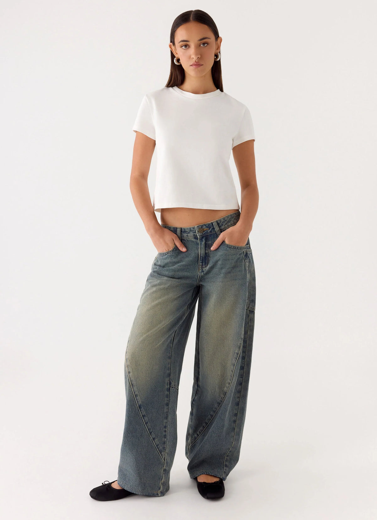 Joseph Low Rise Denim Jeans Vintage Wash Blue