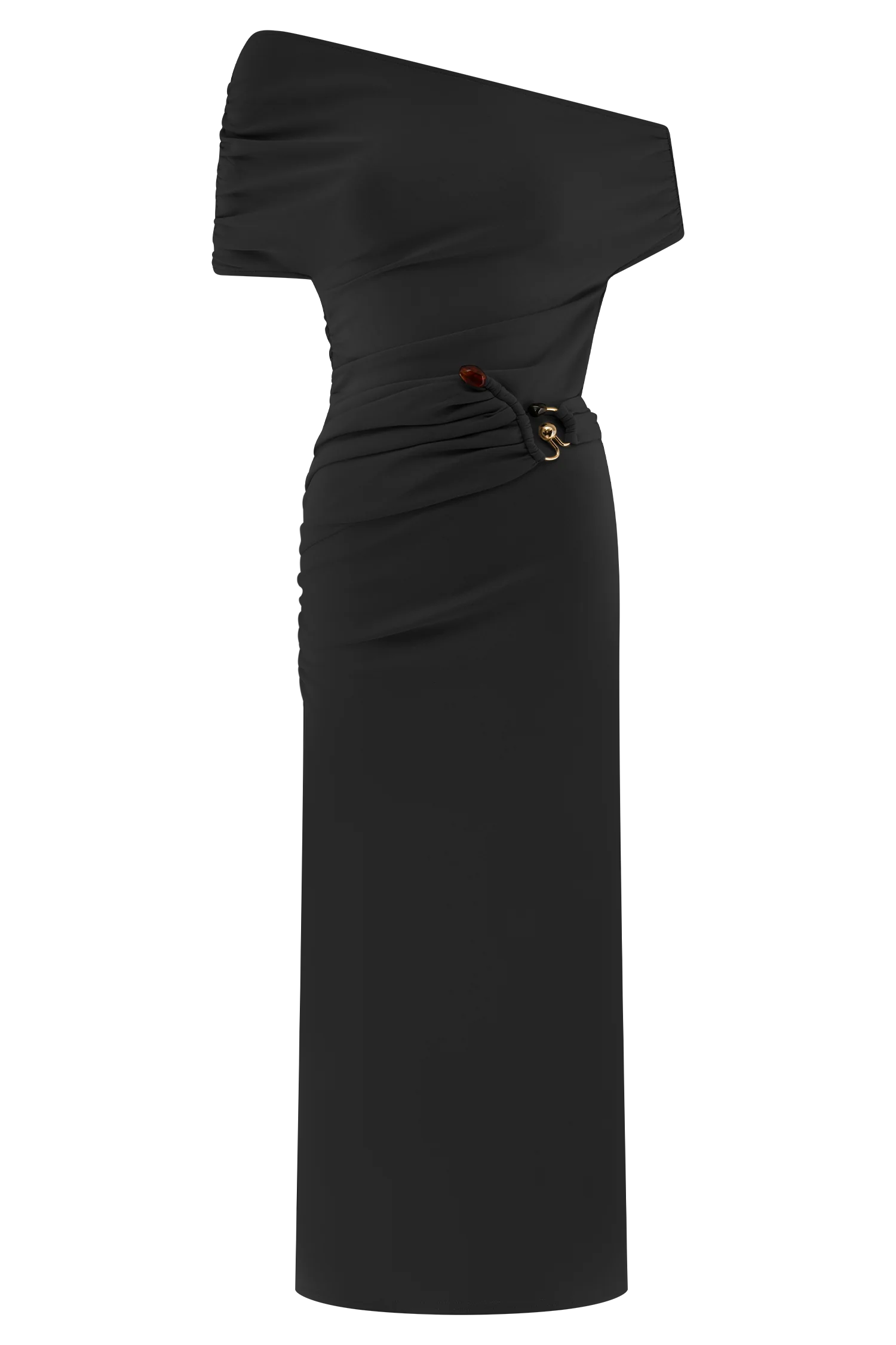 Kendra Scuba Jersey Midi Dress With Hardware Black
