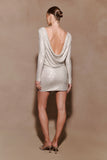 Darius Diamante Cowl Mini Dress Silver