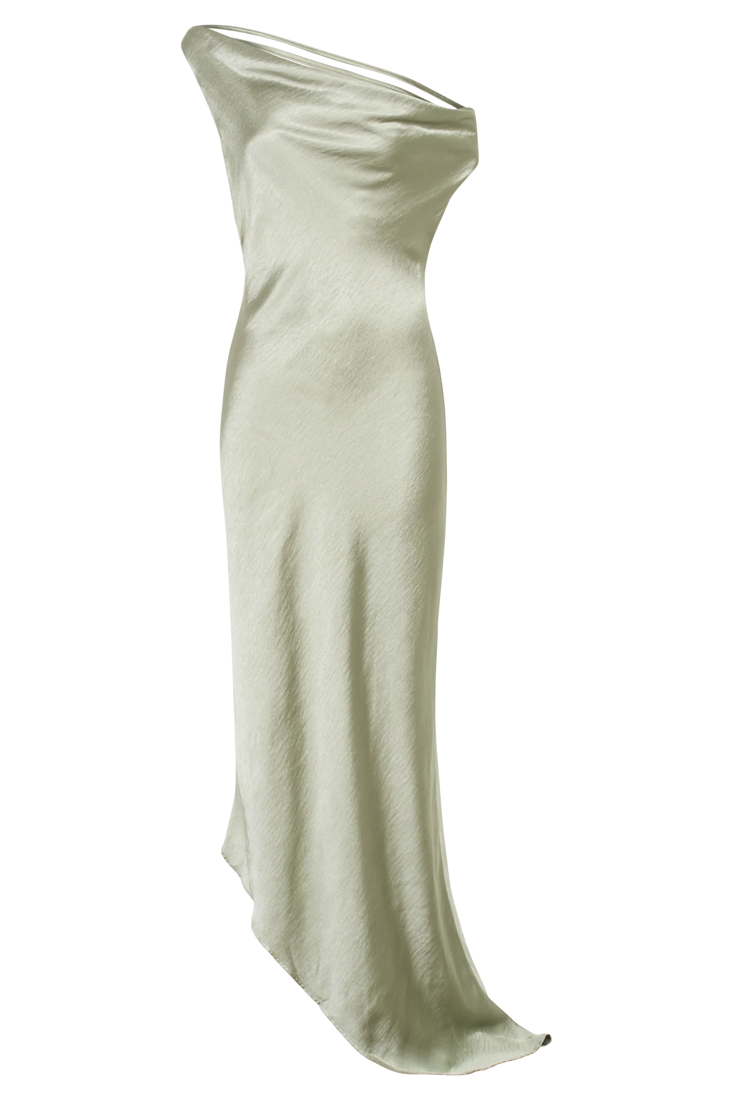 Yvette Slip Maxi Dress With Asymmetrical Hem Sage