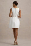 Cheri White Tailored Sleeveless Mini Dress