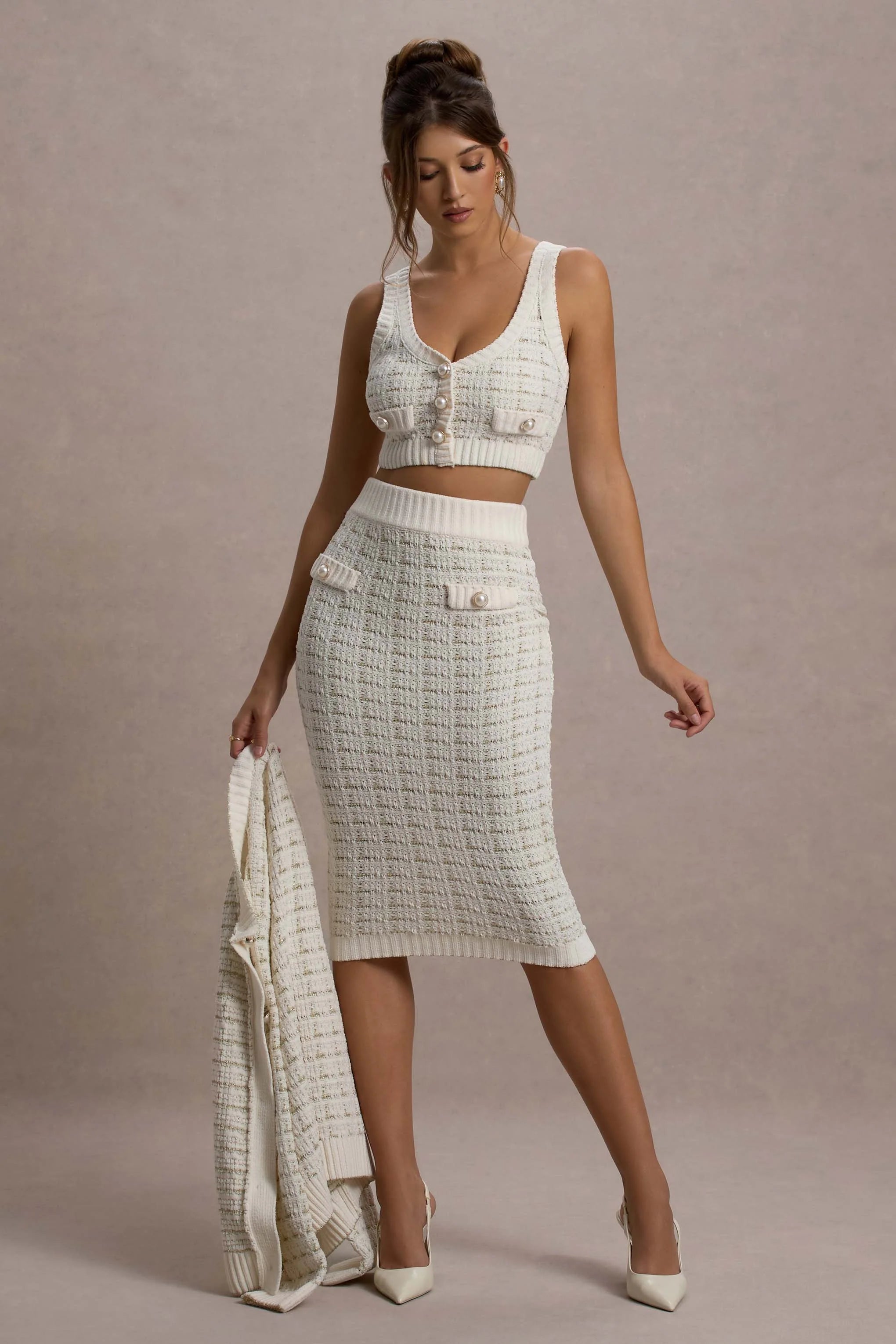 Dee Cream Boucle Crop Top