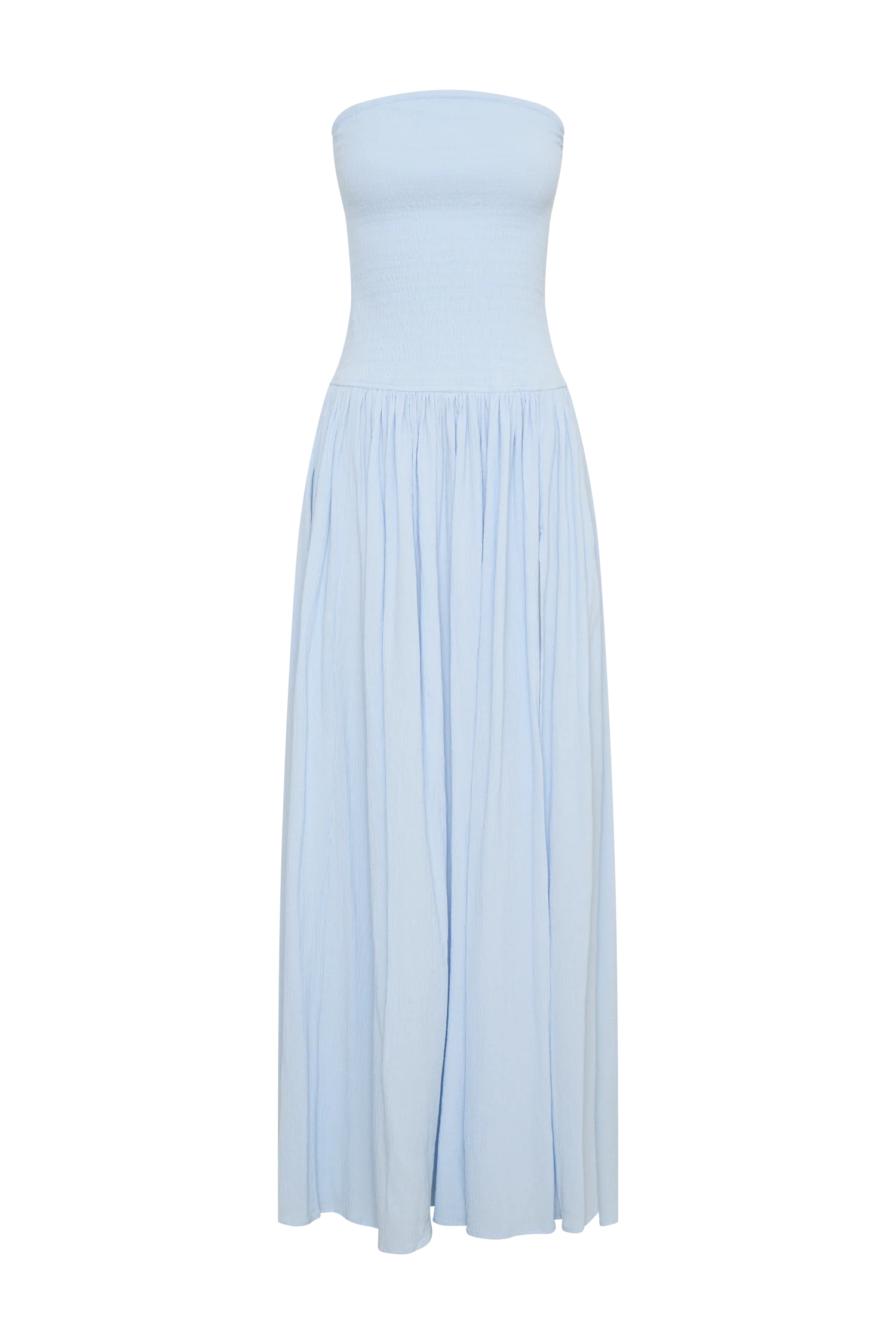 Maureen Cotton Shirring Maxi Dress Powder Blue