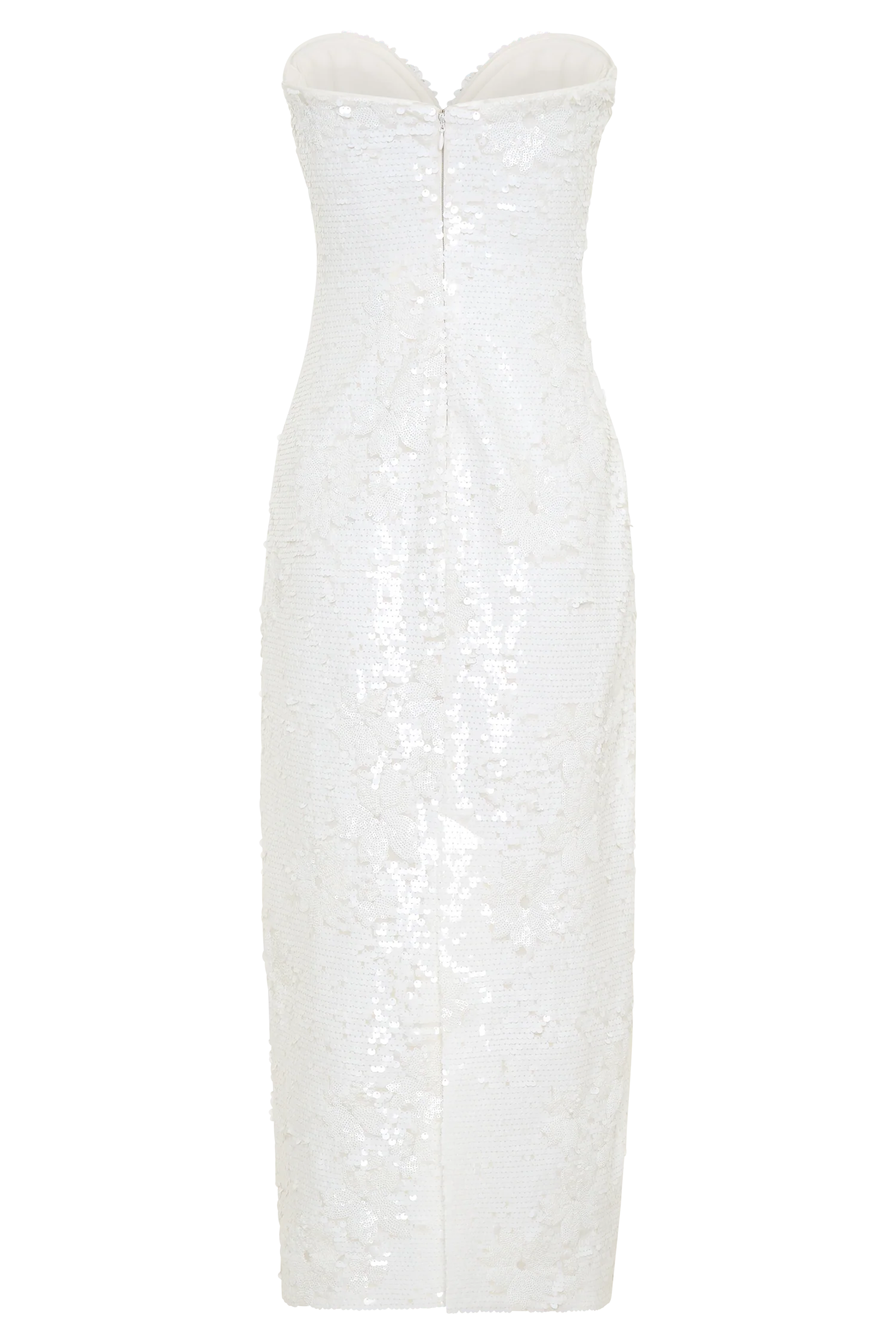 Maisie Strapless Sequin Midi Dress White