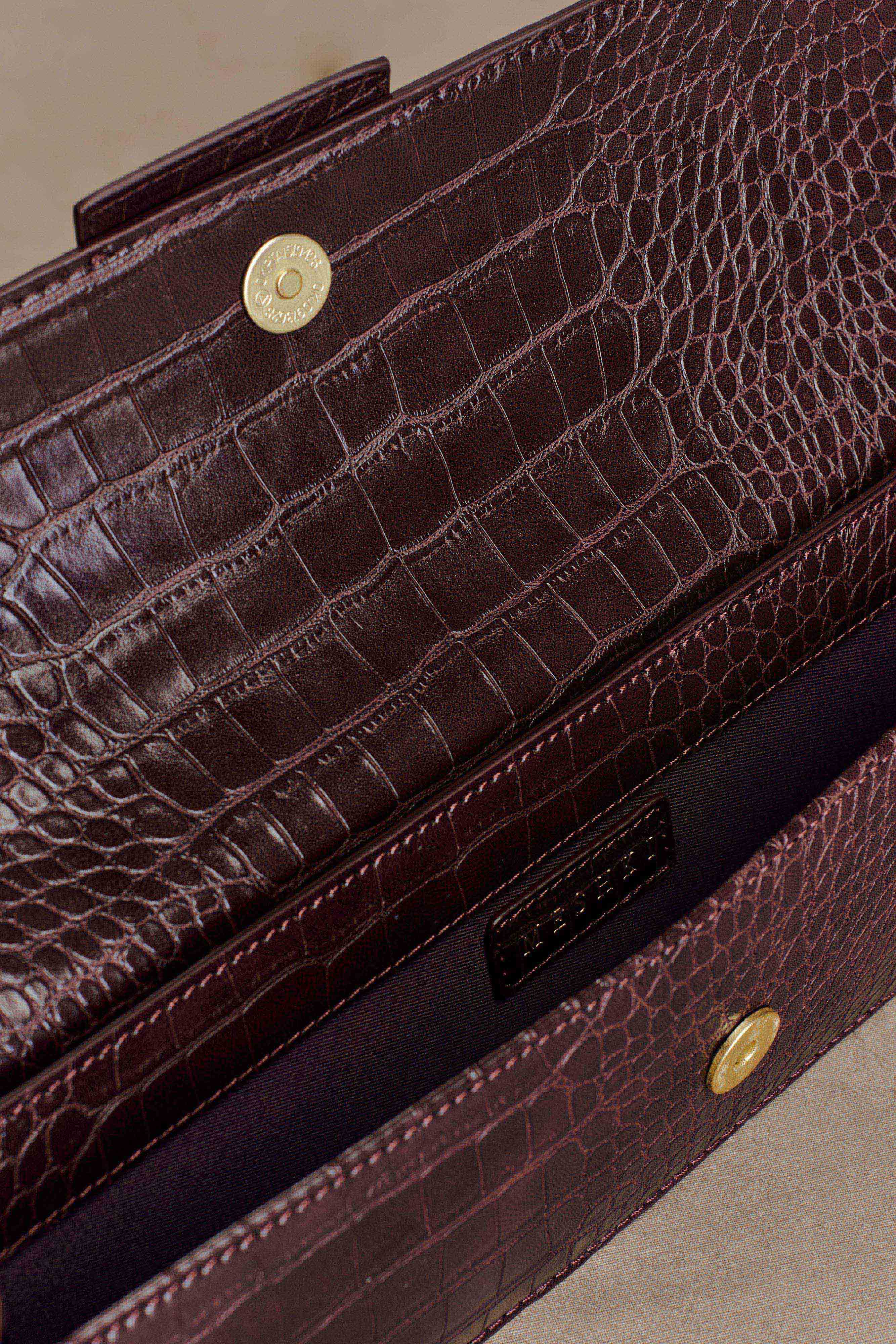 Jessica Faux Leather Crocodile Clutch Burgundy