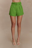 Scout Linen Belted Shorts Green