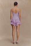 Calantha Ruffle Mesh Mini Dress Lilac