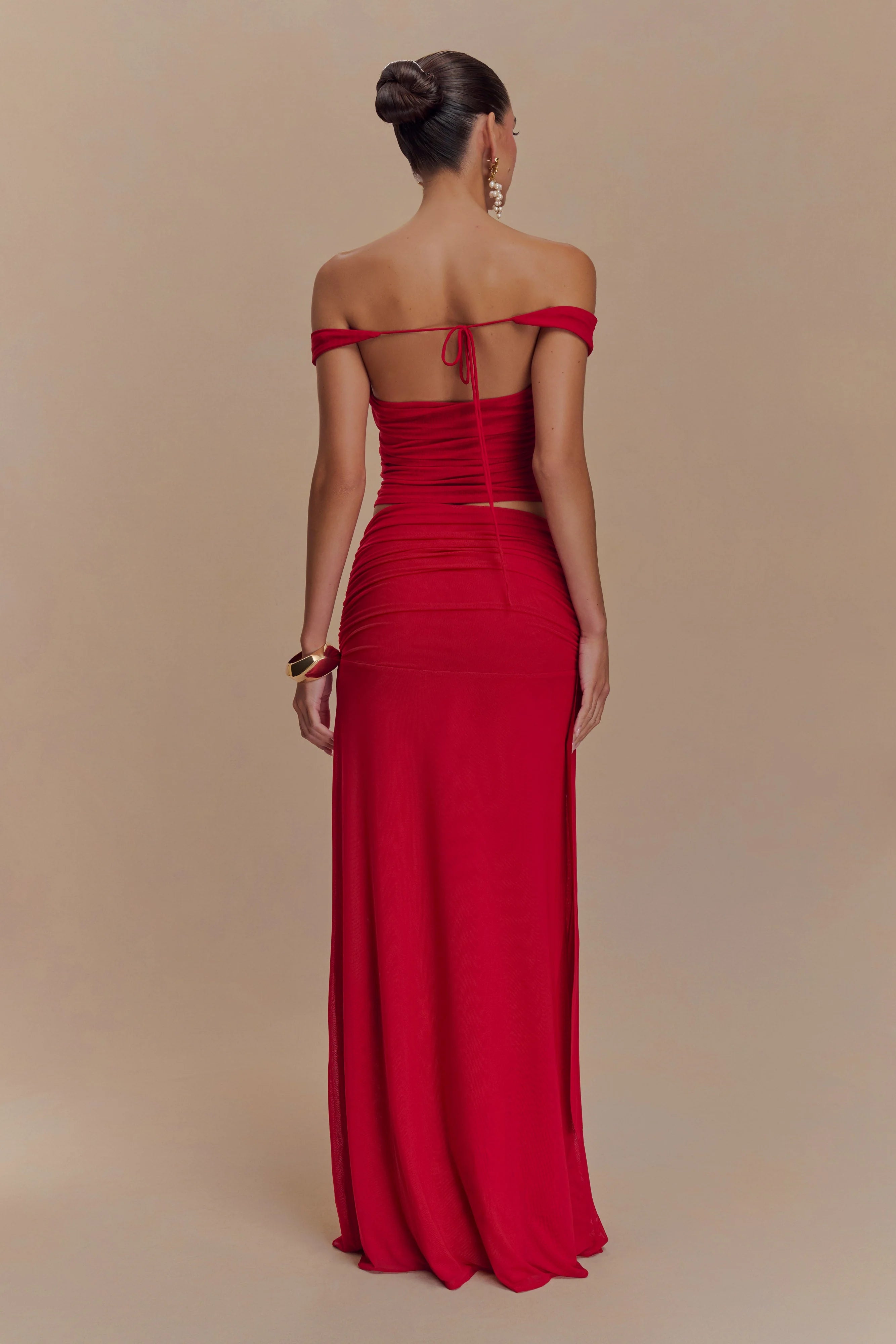 Arna Mesh Maxi Skirt Ruby