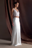 Khloe Satin Fishtail Maxi Skirt White