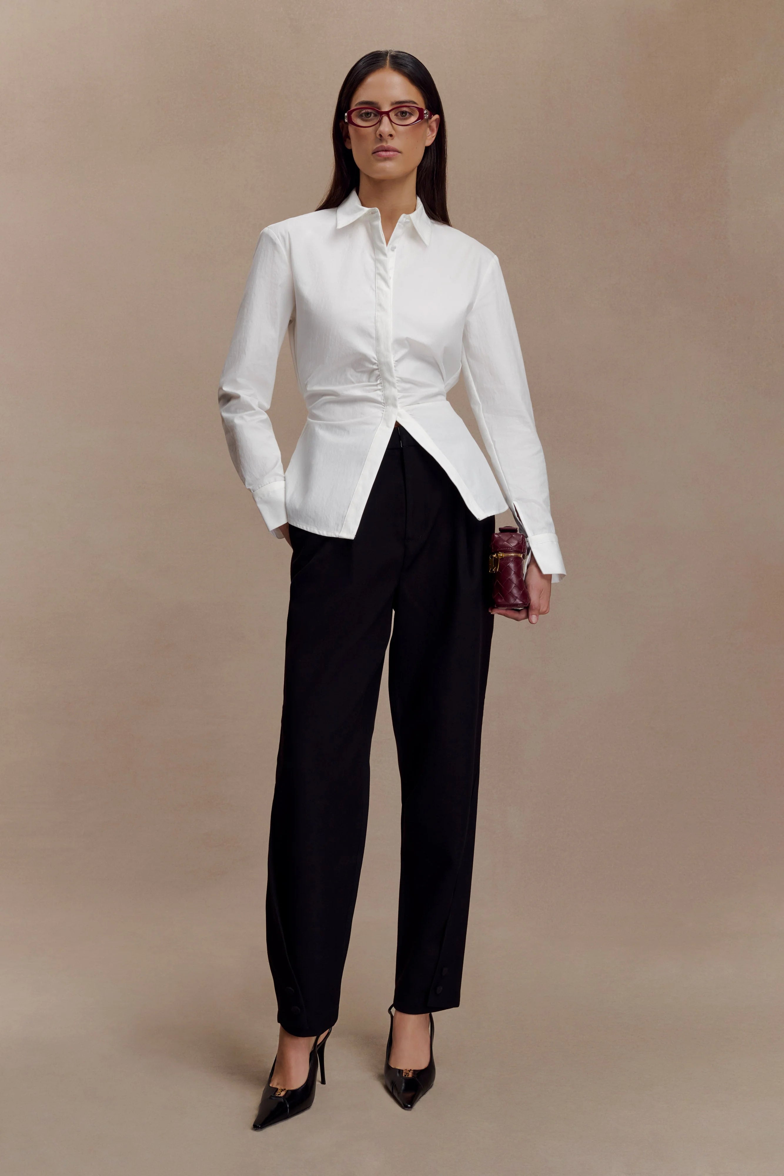 Millie Tie Back Cotton Shirt White