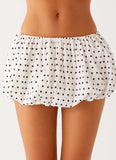 Heather Mini Skort White Black Polka Dot
