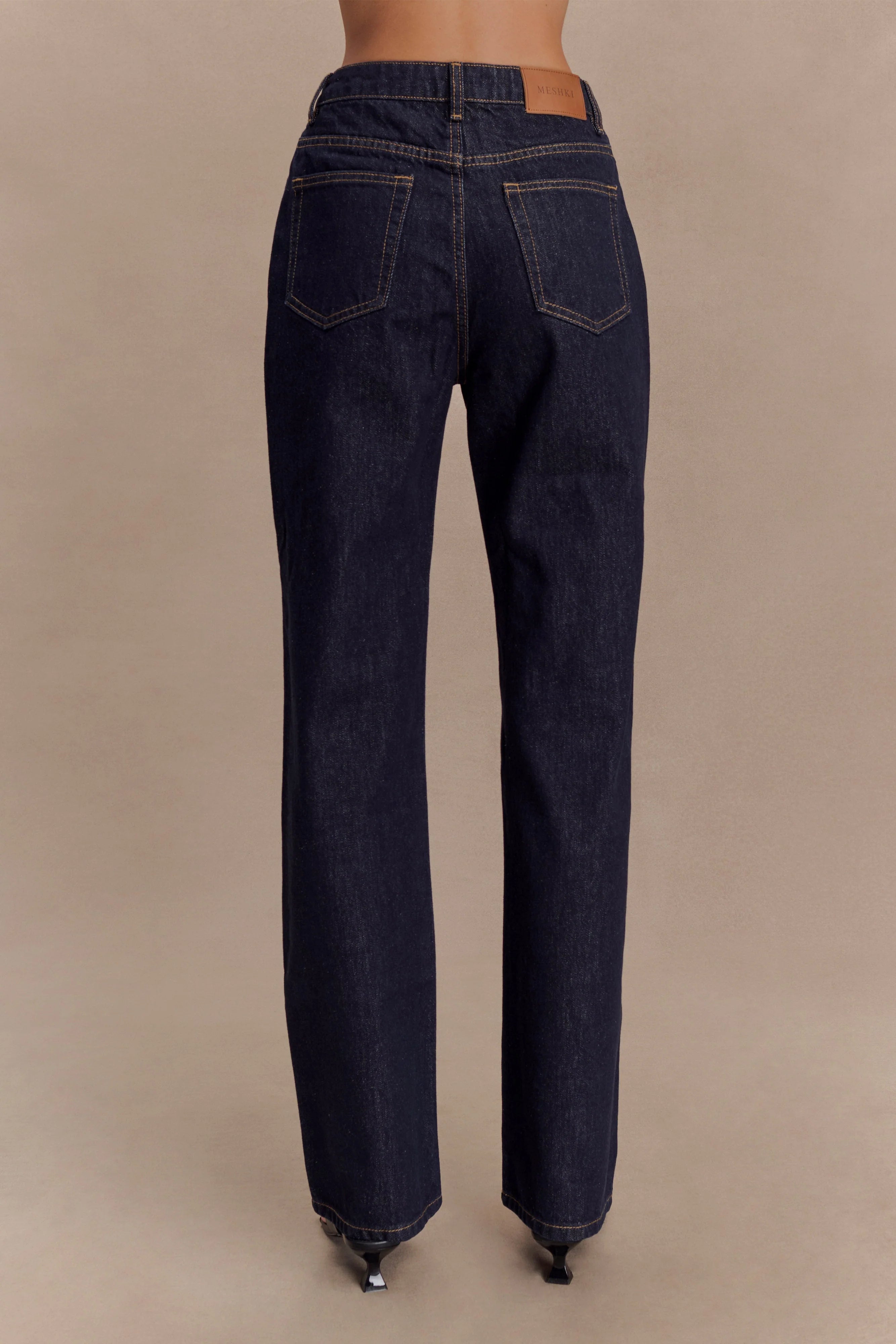 Janine High Waisted Straight Leg Jeans Washed Indigo Blue