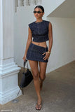 Loraine Sleeveless Denim Top Indigo Pinstripe