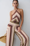 Thea Halter Chiffon Sleeveless Top Multi Stripe
