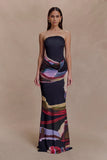 Madison Strapless Slinky Maxi Dress Multi Fluid Reverie Print