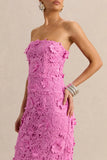 Gracie Pink Lace Bandeau Maxi Dress