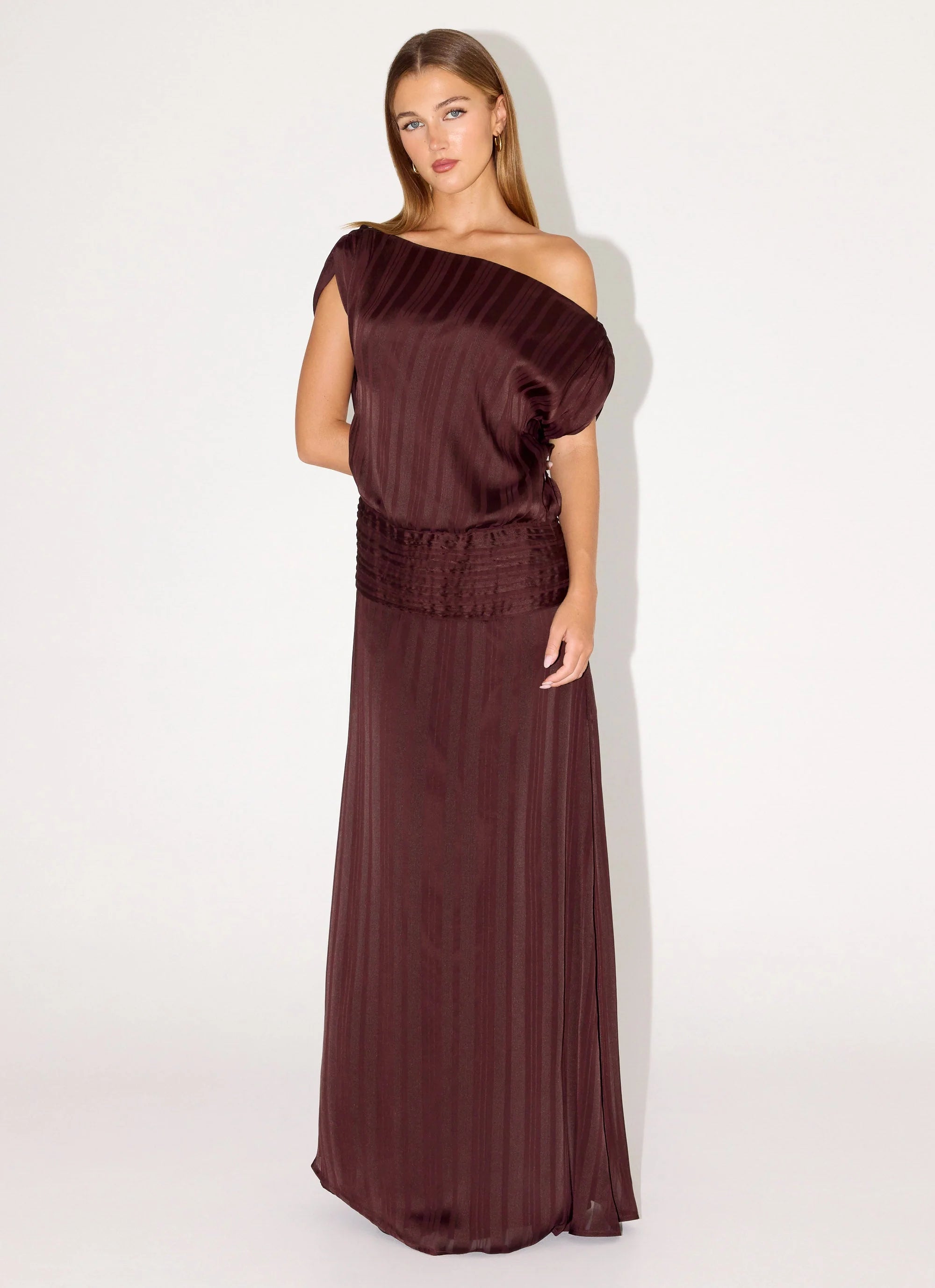 Rexi One Shoulder Maxi Dress Aubergine Gleam