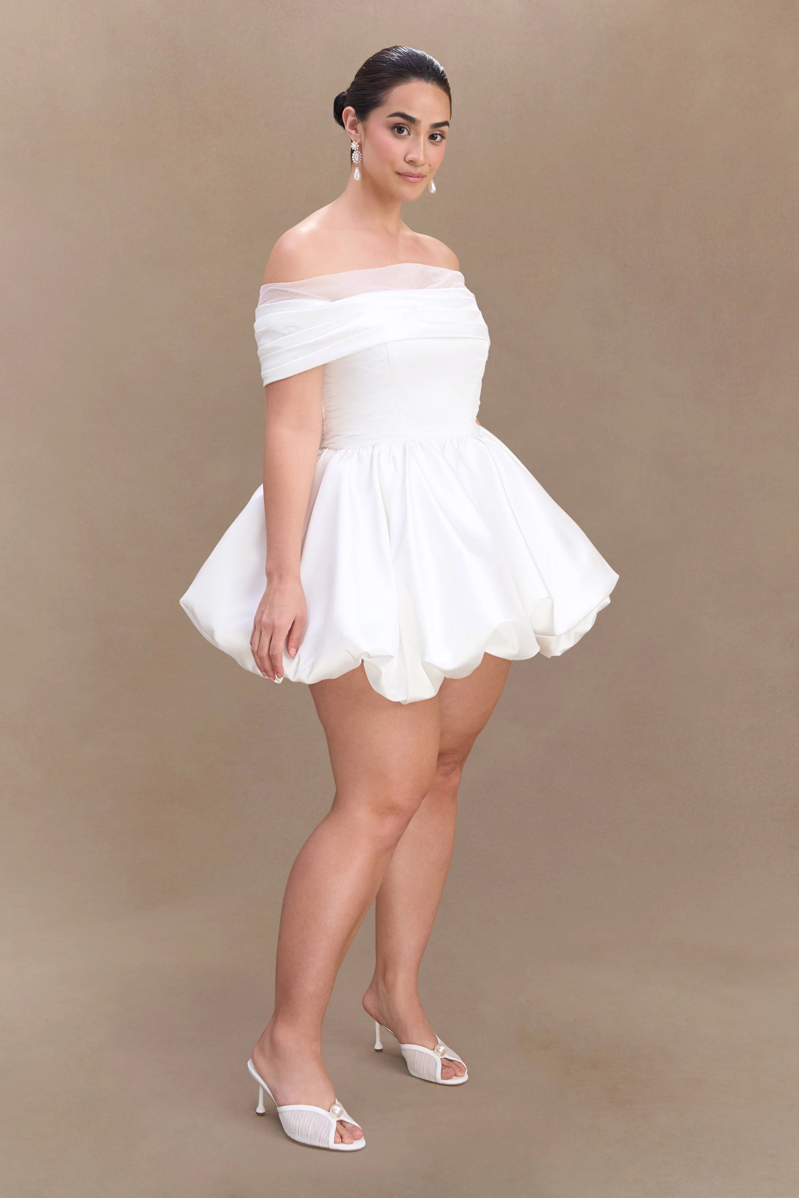 Lauretta Off Shoulder Mini Dress White