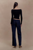 Paedyn Merino Wool Ribbed Long Sleeve Top Black