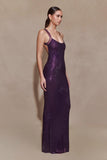 Jasmyn Hot Fix Maxi Dress With Mesh Back Purple