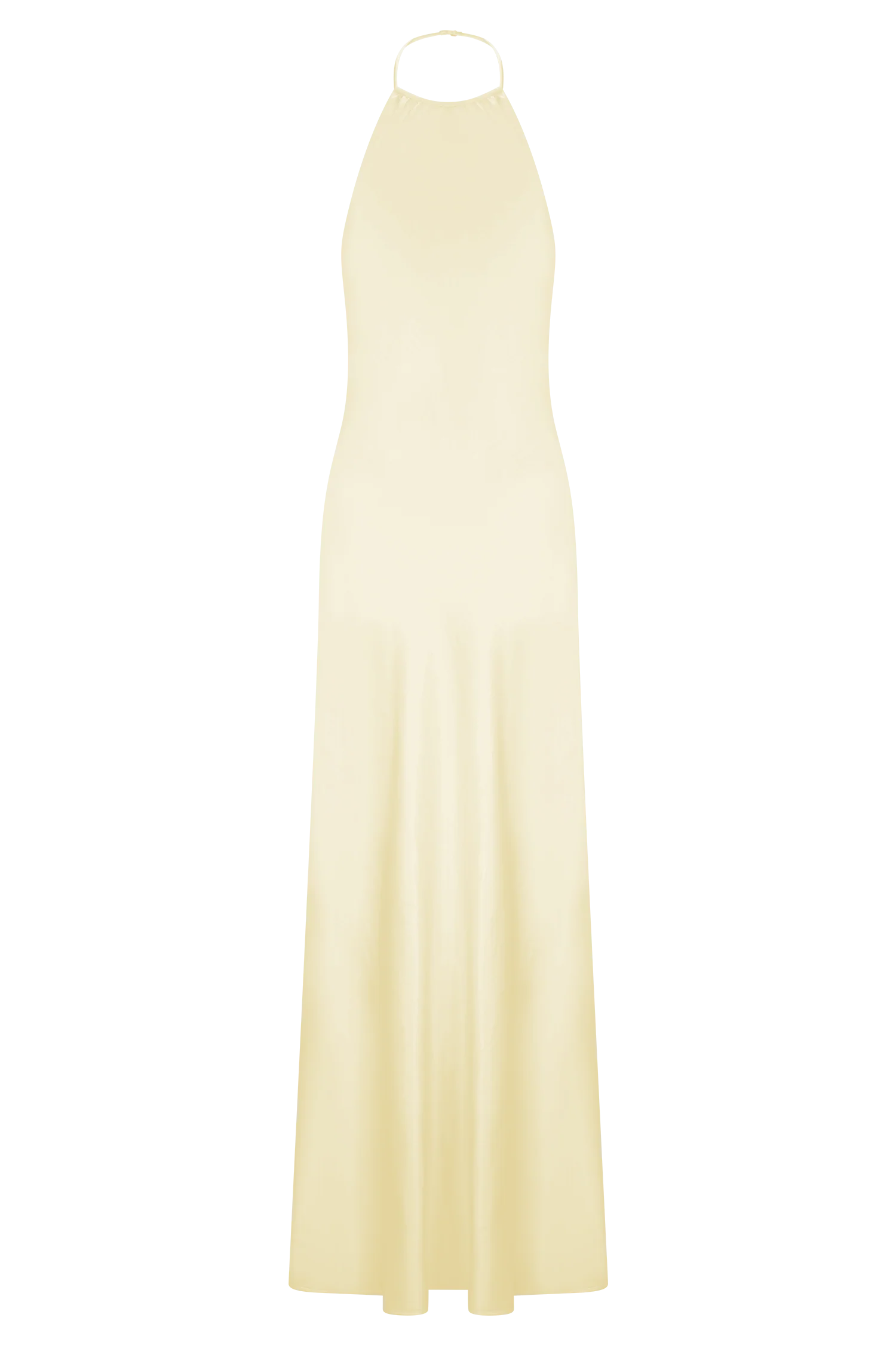 Bella Satin Halter Maxi Dress Lemon