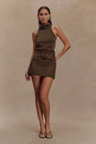 Hayes Faux Suede Belted Mini Skirt Chocolate