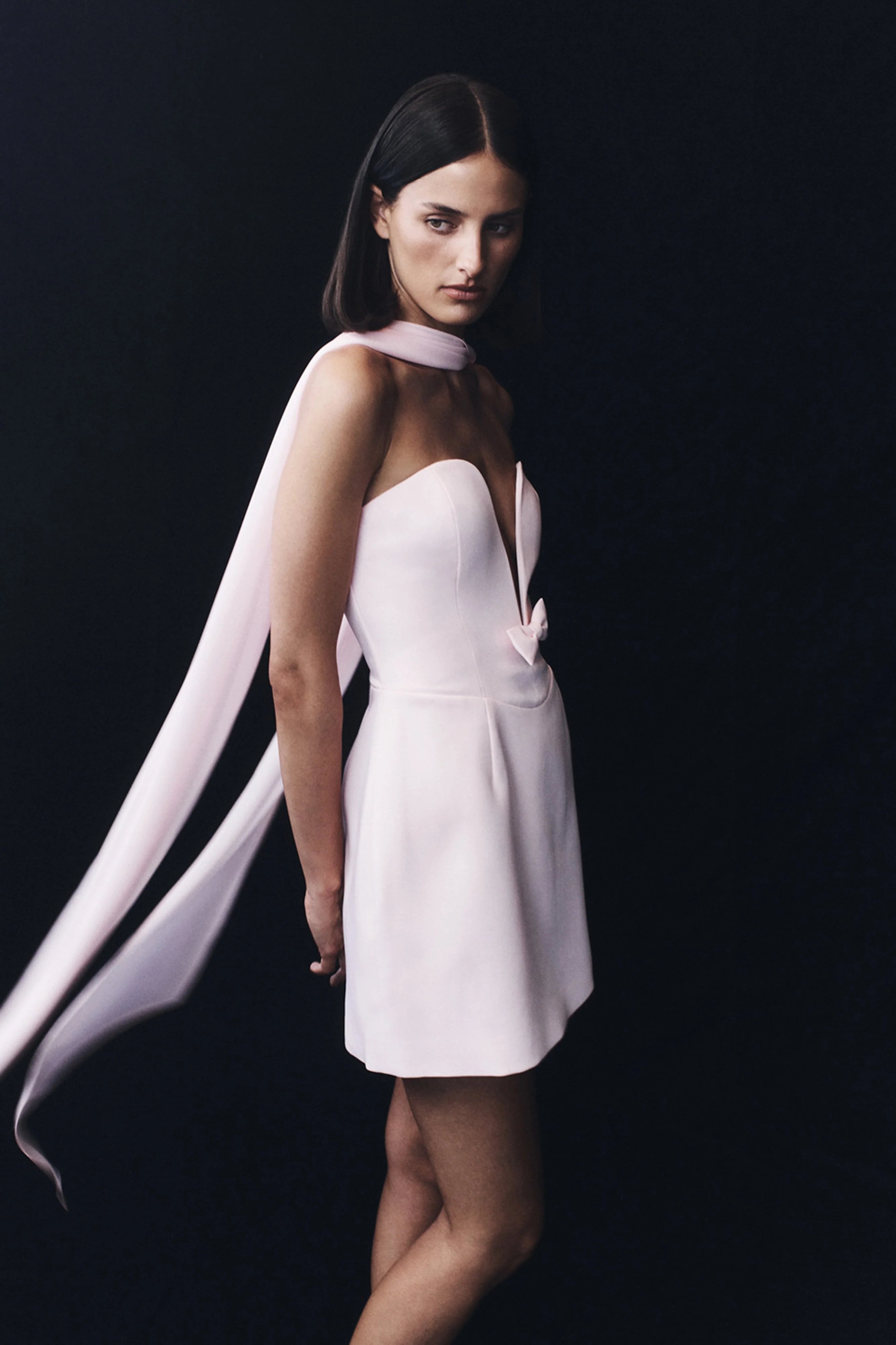 Orellia Strapless Suiting Mini Dress Soft Pink