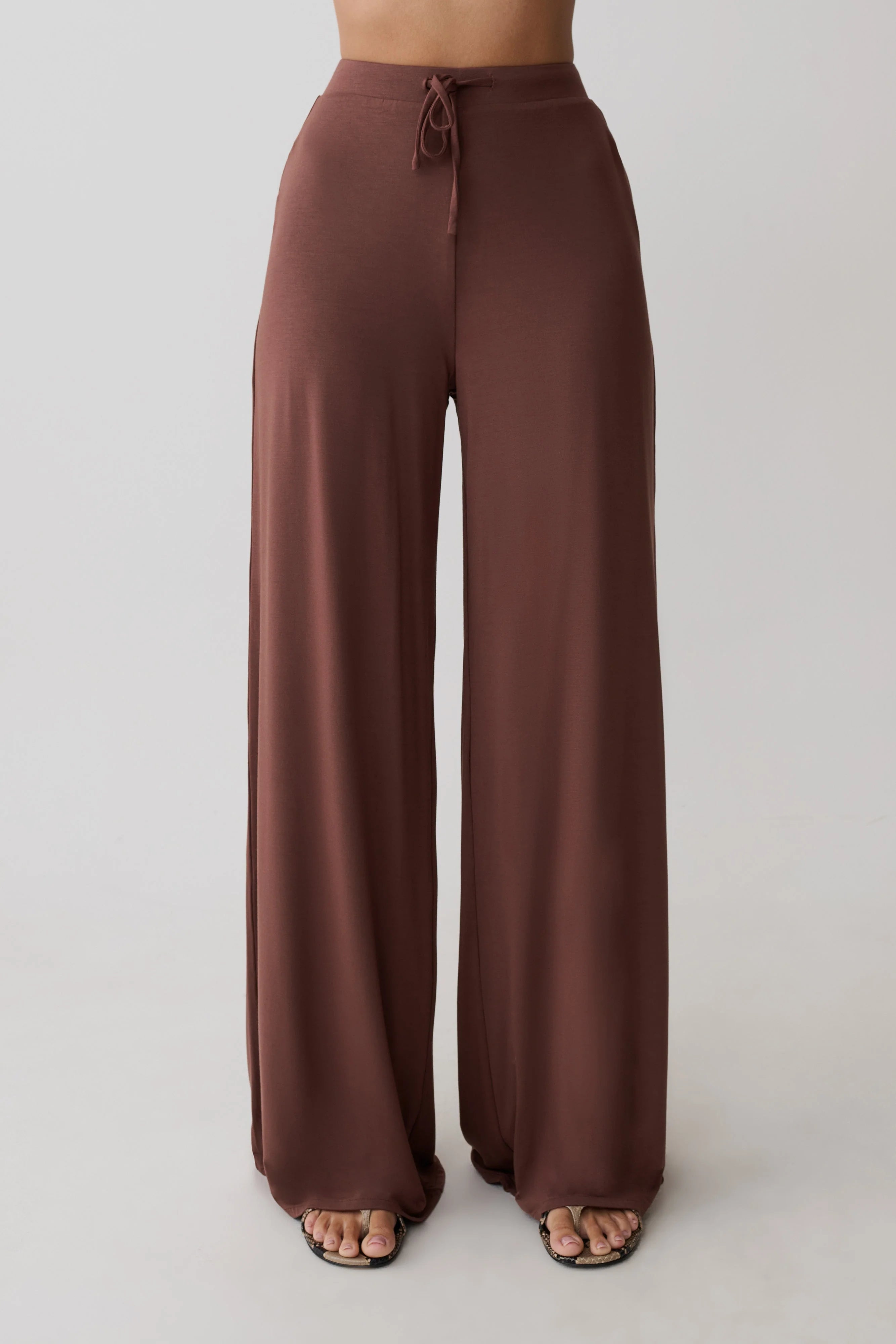 Dewi Wide Leg Modal Pants Chocolate