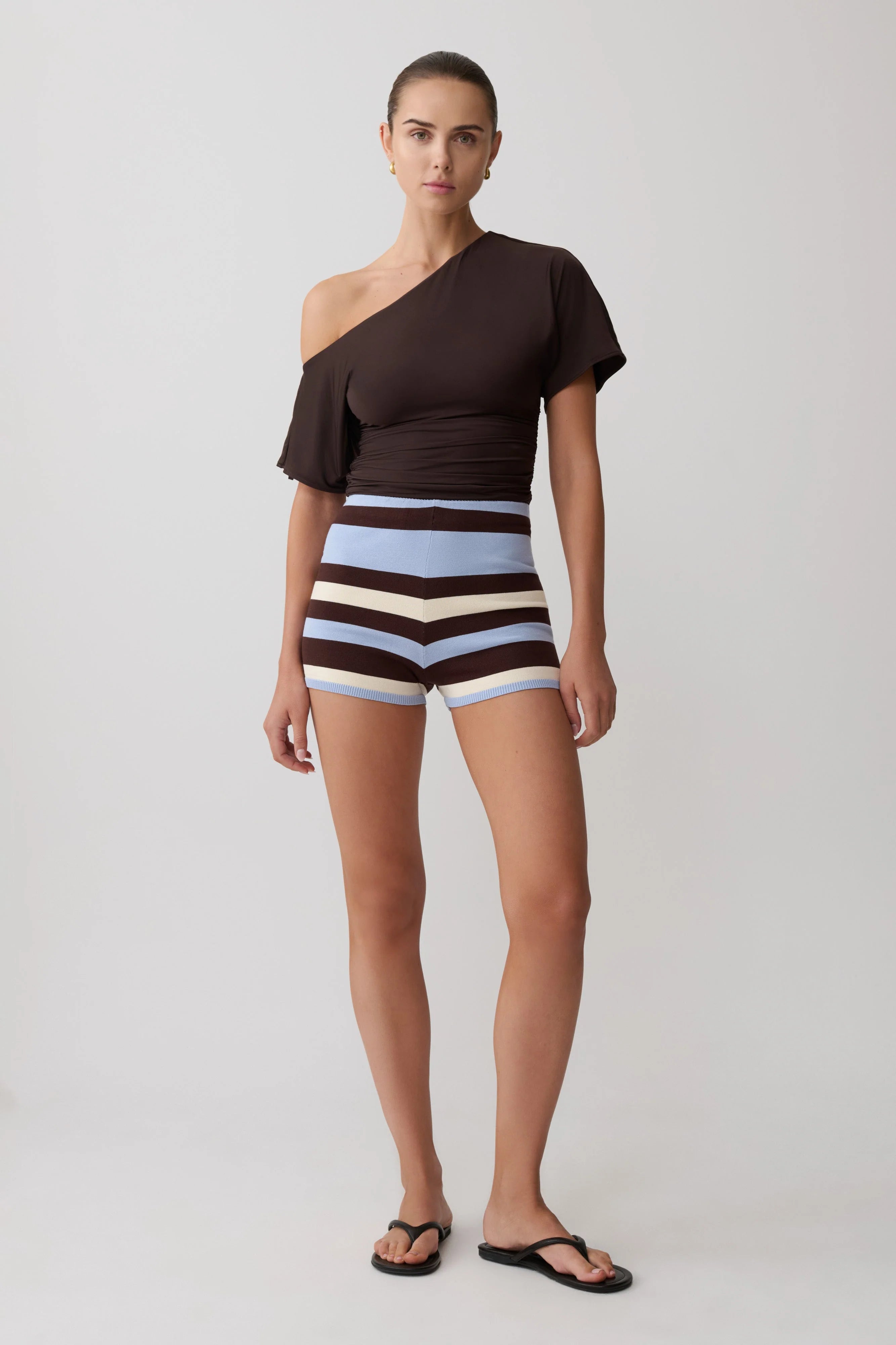 Philly Stripe Knit Short Chocolate Blue