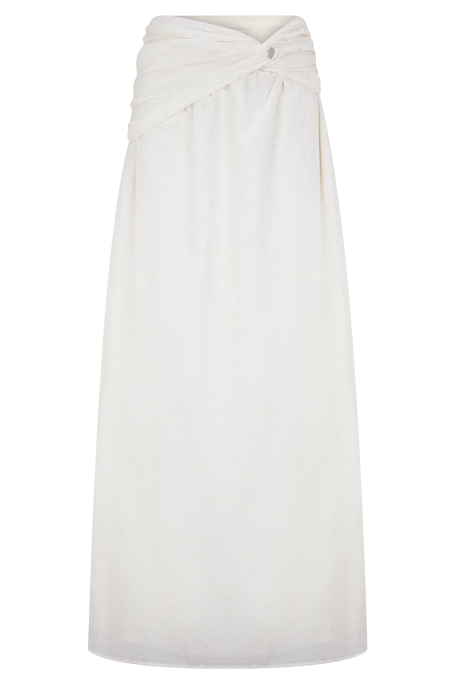 Scottie Gathered Linen Knot Maxi Skirt Oat Marle