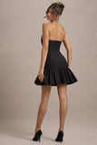 Koko Black Sweetheart Mini Dress With Ruffle Hem