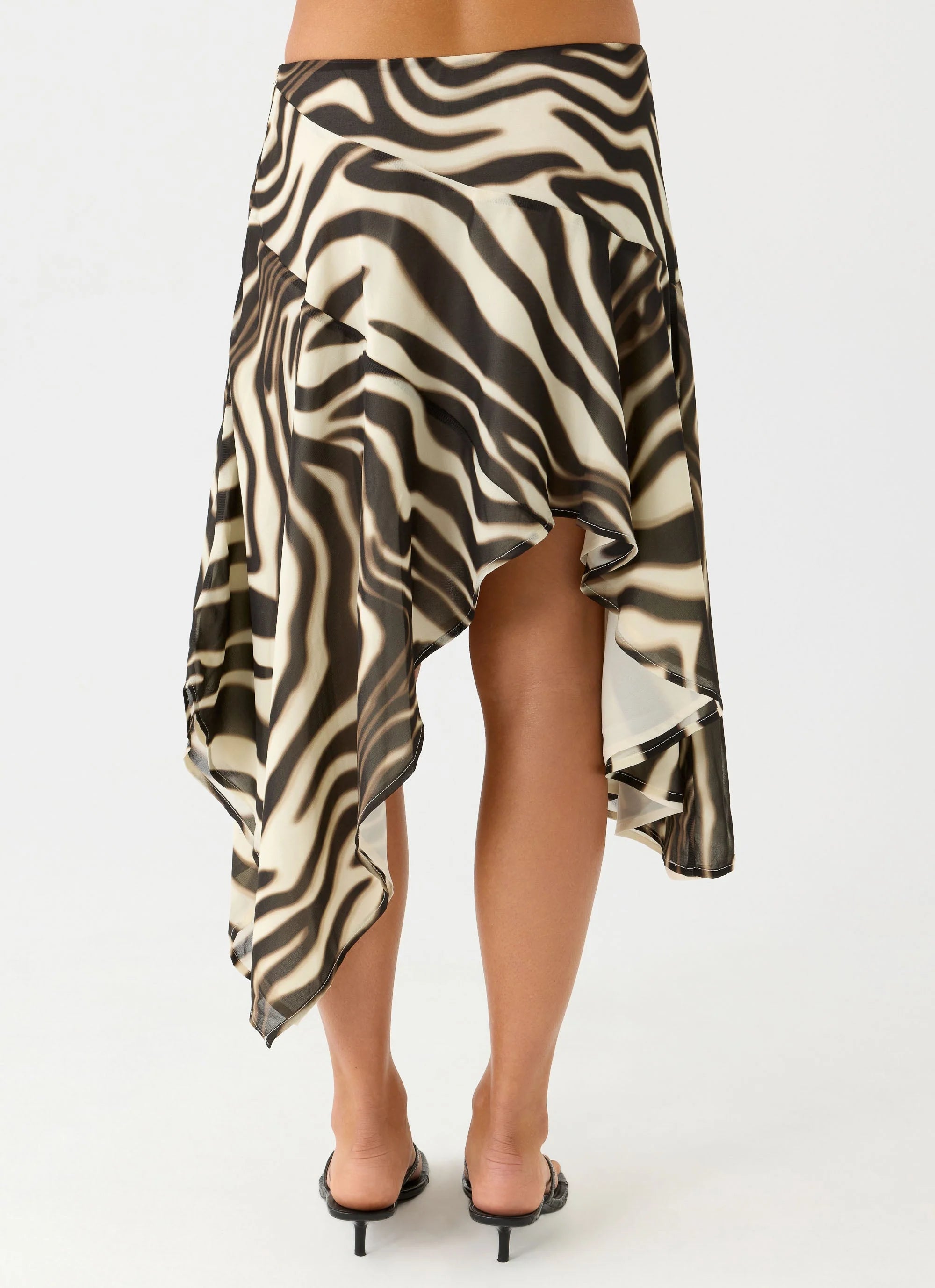 Kia Low Rise Asymmetrical Midi Skirt Zebra