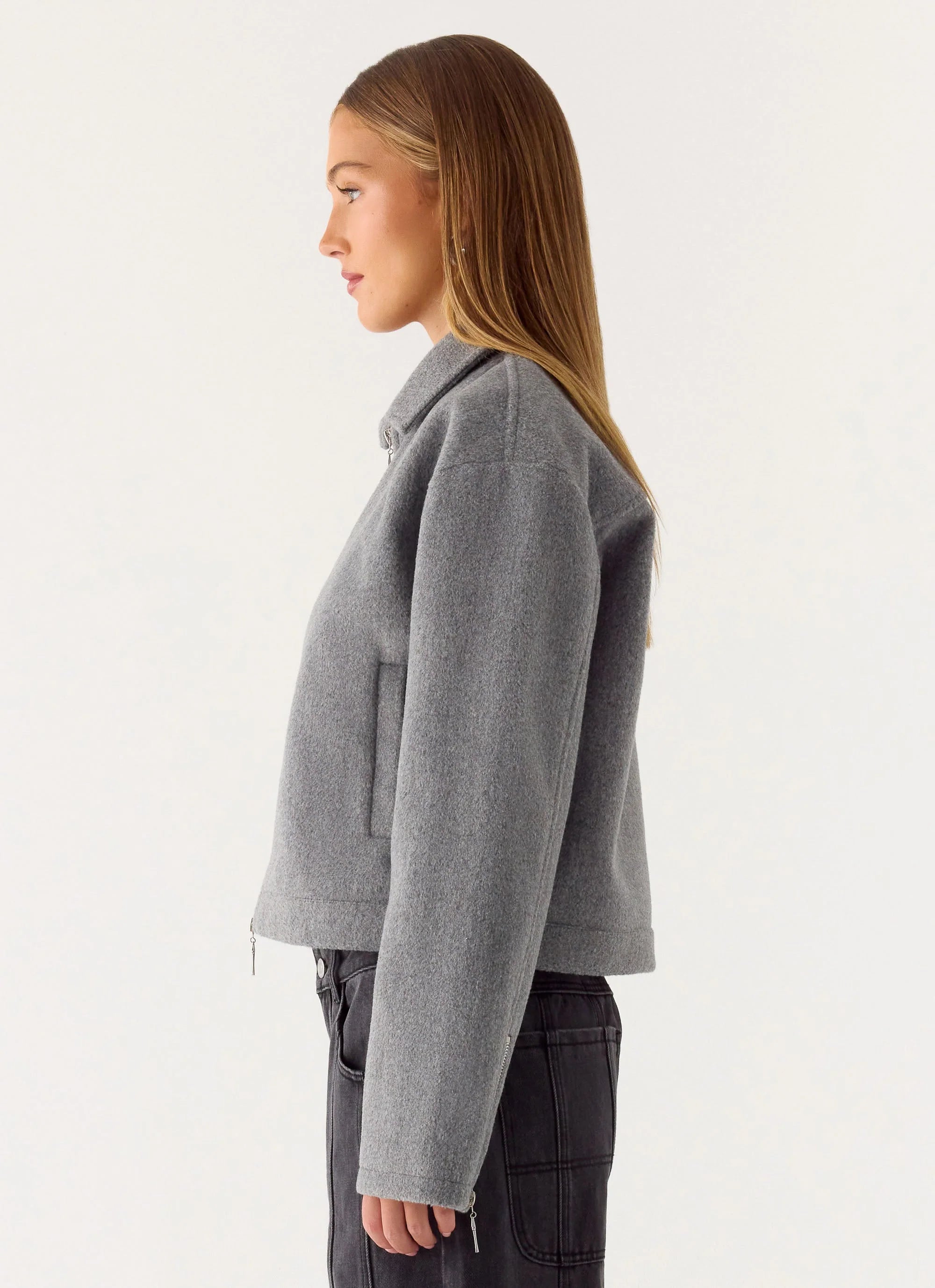 Enzo Faux Wool Jacket Grey