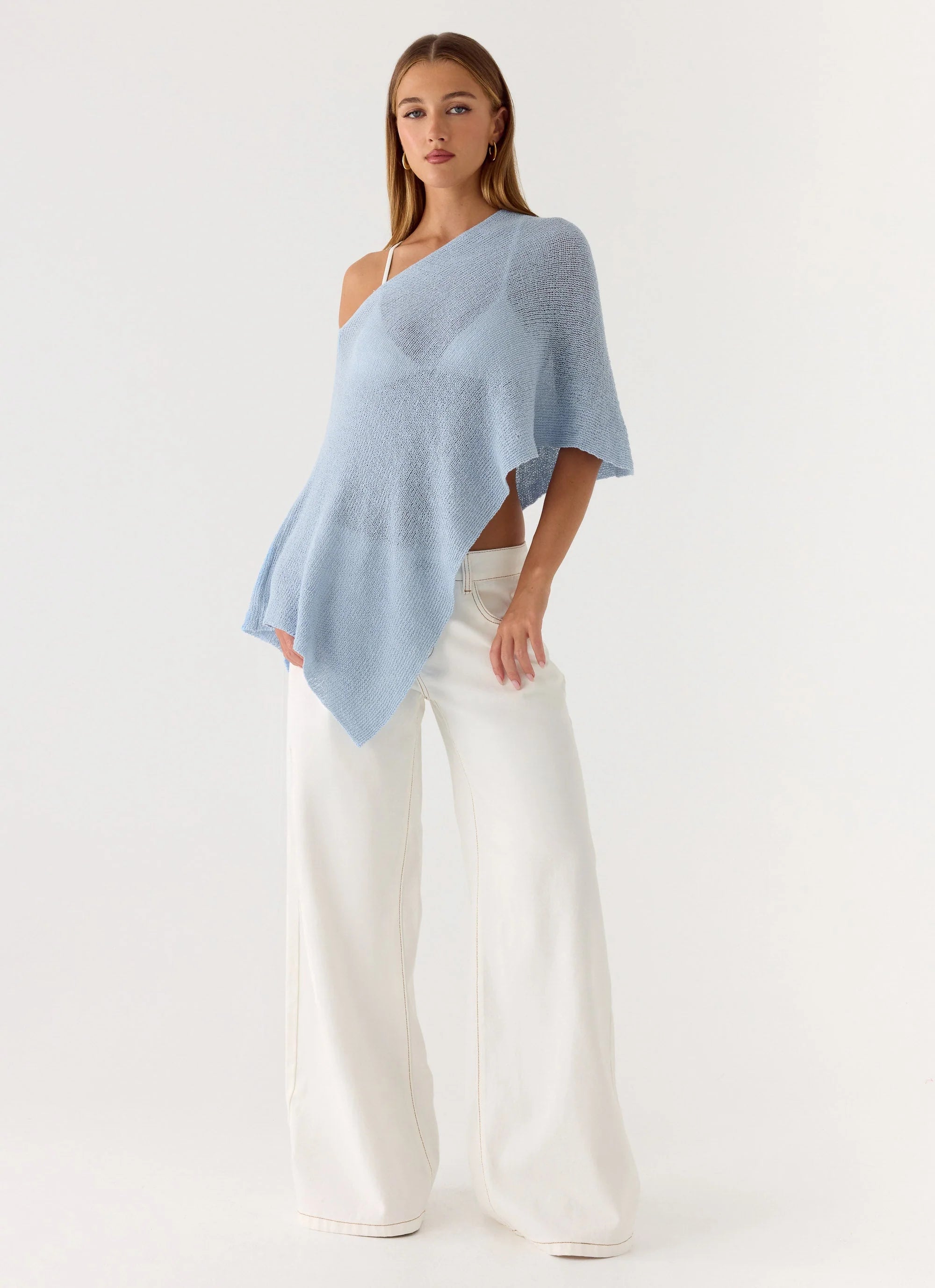 Yas Knit Cape Blue