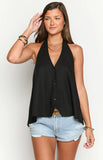 Petie Black Linen Blend Top